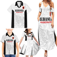 Custom Albania Football Pride Family Matching Summer Maxi Dress and Hawaiian Shirt Kuqezinjte Eagle White Version - Wonder Print Shop