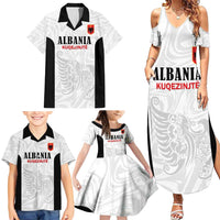 Custom Albania Football Pride Family Matching Summer Maxi Dress and Hawaiian Shirt Kuqezinjte Eagle White Version - Wonder Print Shop