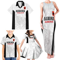 Custom Albania Football Pride Family Matching Tank Maxi Dress and Hawaiian Shirt Kuqezinjte Eagle White Version - Wonder Print Shop