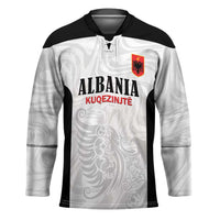 Custom Albania Football Pride Hockey Jersey Kuqezinjte Eagle White Version - Wonder Print Shop