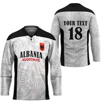 Custom Albania Football Pride Hockey Jersey Kuqezinjte Eagle White Version - Wonder Print Shop