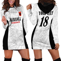 Custom Albania Football Pride Hoodie Dress Kuqezinjte Eagle White Version - Wonder Print Shop