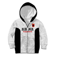 Custom Albania Football Pride Kid Hoodie Kuqezinjte Eagle White Version - Wonder Print Shop