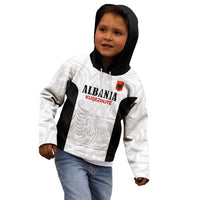 Custom Albania Football Pride Kid Hoodie Kuqezinjte Eagle White Version - Wonder Print Shop