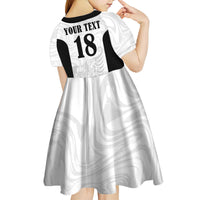 Custom Albania Football Pride Kid Short Sleeve Dress Kuqezinjte Eagle White Version - Wonder Print Shop