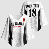 Custom Albania Football Pride Kimono Sleeve Blouse Kuqezinjte Eagle White Version - Wonder Print Shop
