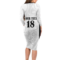 Custom Albania Football Pride Long Sleeve Bodycon Dress Kuqezinjte Eagle White Version - Wonder Print Shop