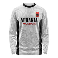 Custom Albania Football Pride Long Sleeve Shirt Kuqezinjte Eagle White Version - Wonder Print Shop