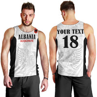 Custom Albania Football Pride Men Tank Top Kuqezinjte Eagle White Version - Wonder Print Shop