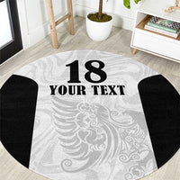 Custom Albania Football Pride Round Carpet Kuqezinjte Eagle White Version - Wonder Print Shop