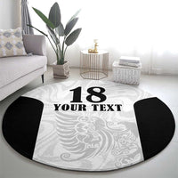 Custom Albania Football Pride Round Carpet Kuqezinjte Eagle White Version - Wonder Print Shop