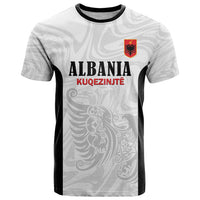 Custom Albania Football Pride T Shirt Kuqezinjte Eagle White Version - Wonder Print Shop