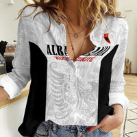 Custom Albania Football Pride Women Casual Shirt Kuqezinjte Eagle White Version - Wonder Print Shop