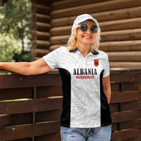 Custom Albania Football Pride Women Polo Shirt Kuqezinjte Eagle White Version - Wonder Print Shop