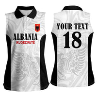 Custom Albania Football Pride Women Sleeveless Polo Shirt Kuqezinjte Eagle White Version - Wonder Print Shop