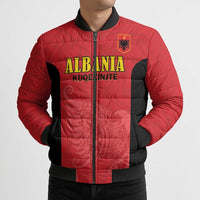 Custom Albania Football Pride Bomber Puffer Jacket Kuqezinjte Eagle Red Version - Wonder Print Shop