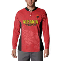 Custom Albania Football Pride Button Sweatshirt Kuqezinjte Eagle Red Version - Wonder Print Shop