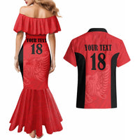 Custom Albania Football Pride Couples Matching Mermaid Dress and Hawaiian Shirt Kuqezinjte Eagle Red Version - Wonder Print Shop