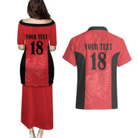 Custom Albania Football Pride Couples Matching Puletasi and Hawaiian Shirt Kuqezinjte Eagle Red Version - Wonder Print Shop