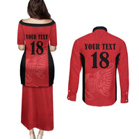 Custom Albania Football Pride Couples Matching Puletasi and Long Sleeve Button Shirt Kuqezinjte Eagle Red Version - Wonder Print Shop