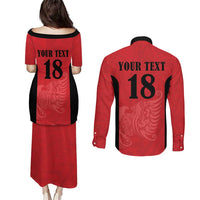Custom Albania Football Pride Couples Matching Puletasi and Long Sleeve Button Shirt Kuqezinjte Eagle Red Version - Wonder Print Shop