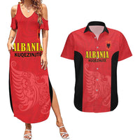 Custom Albania Football Pride Couples Matching Summer Maxi Dress and Hawaiian Shirt Kuqezinjte Eagle Red Version - Wonder Print Shop