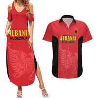 Custom Albania Football Pride Couples Matching Summer Maxi Dress and Hawaiian Shirt Kuqezinjte Eagle Red Version - Wonder Print Shop