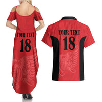Custom Albania Football Pride Couples Matching Summer Maxi Dress and Hawaiian Shirt Kuqezinjte Eagle Red Version - Wonder Print Shop