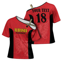 Custom Albania Football Pride Cross Shoulder Shirt Kuqezinjte Eagle Red Version - Wonder Print Shop