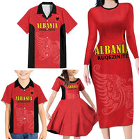 Custom Albania Football Pride Family Matching Long Sleeve Bodycon Dress and Hawaiian Shirt Kuqezinjte Eagle Red Version - Wonder Print Shop