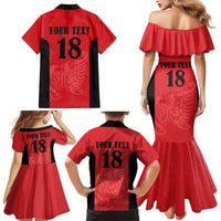 Custom Albania Football Pride Family Matching Mermaid Dress and Hawaiian Shirt Kuqezinjte Eagle Red Version - Wonder Print Shop