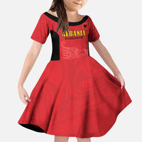 Custom Albania Football Pride Family Matching Off Shoulder Maxi Dress and Hawaiian Shirt Kuqezinjte Eagle Red Version - Wonder Print Shop