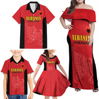 Custom Albania Football Pride Family Matching Off Shoulder Maxi Dress and Hawaiian Shirt Kuqezinjte Eagle Red Version - Wonder Print Shop