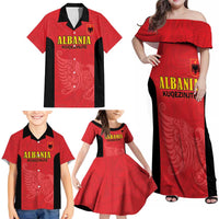Custom Albania Football Pride Family Matching Off Shoulder Maxi Dress and Hawaiian Shirt Kuqezinjte Eagle Red Version - Wonder Print Shop