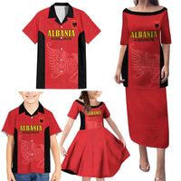 Custom Albania Football Pride Family Matching Puletasi and Hawaiian Shirt Kuqezinjte Eagle Red Version - Wonder Print Shop