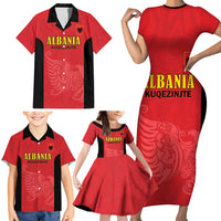 Custom Albania Football Pride Family Matching Short Sleeve Bodycon Dress and Hawaiian Shirt Kuqezinjte Eagle Red Version - Wonder Print Shop