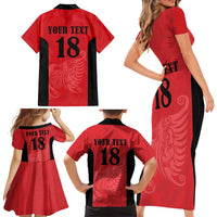 Custom Albania Football Pride Family Matching Short Sleeve Bodycon Dress and Hawaiian Shirt Kuqezinjte Eagle Red Version - Wonder Print Shop