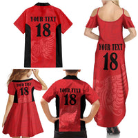 Custom Albania Football Pride Family Matching Summer Maxi Dress and Hawaiian Shirt Kuqezinjte Eagle Red Version - Wonder Print Shop