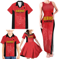 Custom Albania Football Pride Family Matching Tank Maxi Dress and Hawaiian Shirt Kuqezinjte Eagle Red Version - Wonder Print Shop