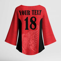 Custom Albania Football Pride Kimono Sleeve Blouse Kuqezinjte Eagle Red Version - Wonder Print Shop