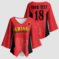 Custom Albania Football Pride Kimono Sleeve Blouse Kuqezinjte Eagle Red Version - Wonder Print Shop