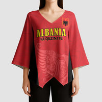 Custom Albania Football Pride Kimono Sleeve Blouse Kuqezinjte Eagle Red Version - Wonder Print Shop