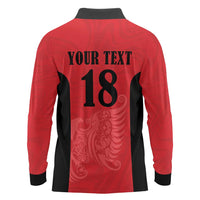 Custom Albania Football Pride Long Sleeve Polo Shirt Kuqezinjte Eagle Red Version - Wonder Print Shop