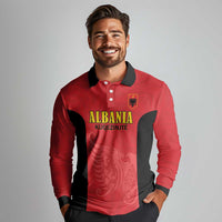 Custom Albania Football Pride Long Sleeve Polo Shirt Kuqezinjte Eagle Red Version - Wonder Print Shop