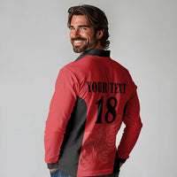 Custom Albania Football Pride Long Sleeve Polo Shirt Kuqezinjte Eagle Red Version - Wonder Print Shop