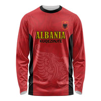 Custom Albania Football Pride Long Sleeve Shirt Kuqezinjte Eagle Red Version - Wonder Print Shop