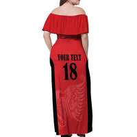 Custom Albania Football Pride Off Shoulder Maxi Dress Kuqezinjte Eagle Red Version - Wonder Print Shop