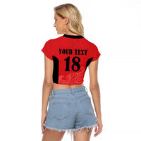 Custom Albania Football Pride Raglan Cropped T Shirt Kuqezinjte Eagle Red Version - Wonder Print Shop