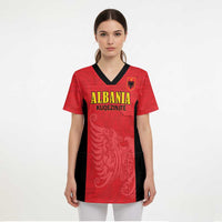 Custom Albania Football Pride Scrub Top Kuqezinjte Eagle Red Version - Wonder Print Shop