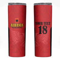 Custom Albania Football Pride Skinny Tumbler Kuqezinjte Eagle Red Version - Wonder Print Shop